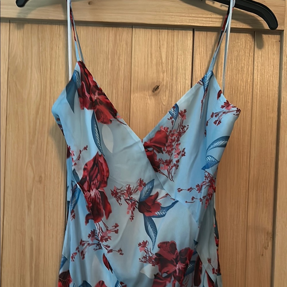 J.Crew Collection Ruffle Slip Dress – NWT! Size 4 | Blue & Red Floral - Picture 8 of 10